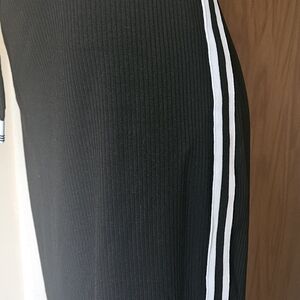 Black Ribbed Skirt with White Stripes
